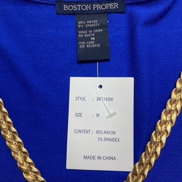 Boston Proper V Neck Inspired Keyhole Front Royal Blue Blouse Top Size Medium - Picture 9 of 9